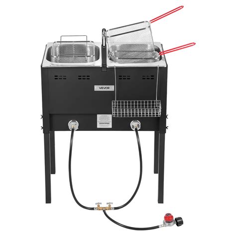 VEVOR Outdoor Propane Deep Fryer, Dual-Tank 16QTx2 Large Capacity ...