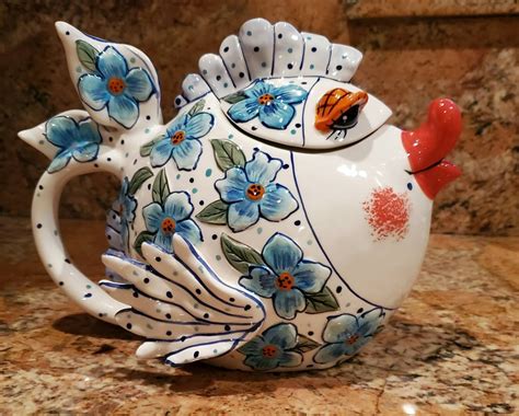 Blue Sky Clayworks by Diane Artware Ceramic Blue Flower Fish - Etsy India