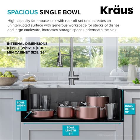 Kraus Kore Farmhouse Apron Front 33-in x 20.25-in Pvd Black Stainless ...