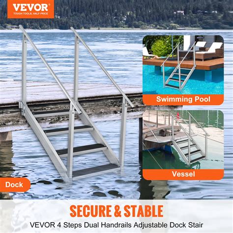Snapklik.com : VEVOR Dock Stairs 4 Steps, 500lbs Load Pool Steps ...