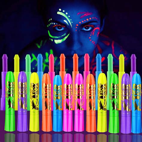 Amazon.com : CHASPA Glow in The Dark UV Neon Face Paint 12 Colors Water ...