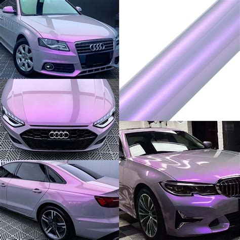 YOLOCKEY Chrome Grey to Purple Vinyl Wrap, Gloss Car Wrap Vinyl Roll Adhesive Decal Sheet Air ...