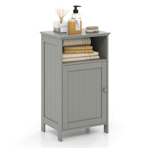 Amazon.com: Tangkula Bathroom Storage Cabinet, Freestanding Wood Single ...