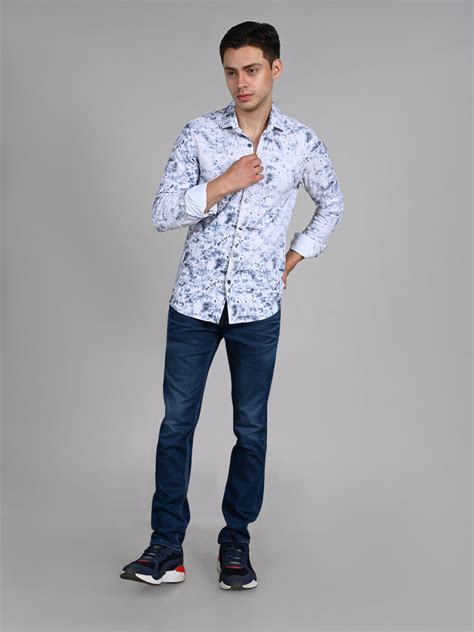 Men Blue Printed Slim Fit Shirt – Killer Jeans