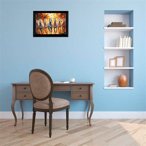 7 Horses Vastu Frame I Seven Horses Vastu Wall Art Painting, White Run ...