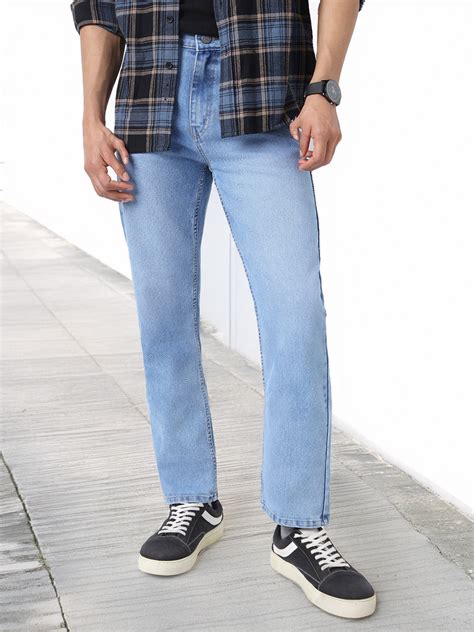 Men's Dark Blue Straight Fit Washed Jeans Stretchable – Urbano Fashion