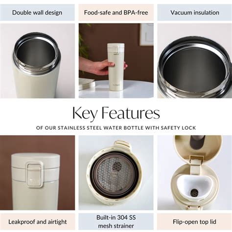 Insulated Creamy White Gym Water Bottle With Strainer 500ml Online ...