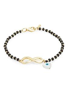 Buy MINUTIAE Adjustable Stylish Infinity Sign With Evil Eye Black Beads ...