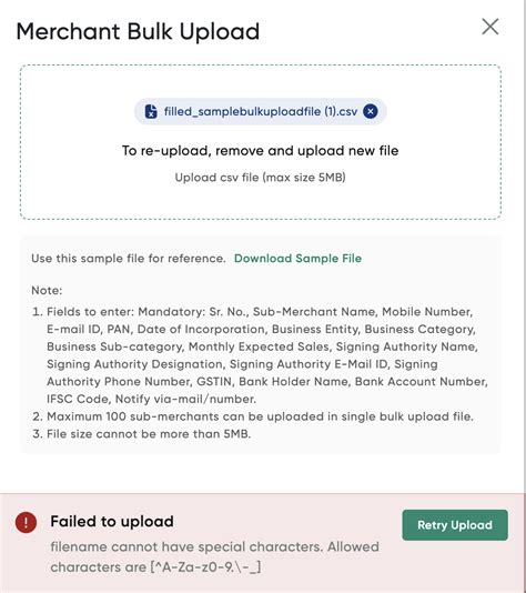 Upload Child Merchants in Bulk