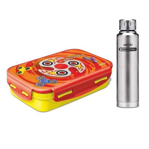 Buy Milton Steelplain Insulated Tiffin with Red Hot & Cold Elfin Water ...