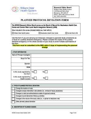 Planned Protocol Deviation Form - Blank Fillable Template | Fill Out ...