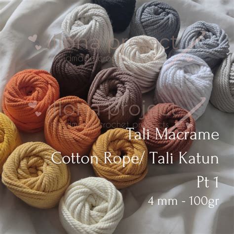 Jual Benang Tali Katun Macrame Cotton Rope Warna Warni 4 mm 100 gr pt1 ...