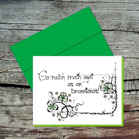 Irish Gaelic Thank You Card With Colored Envelope, Thank You for the ...