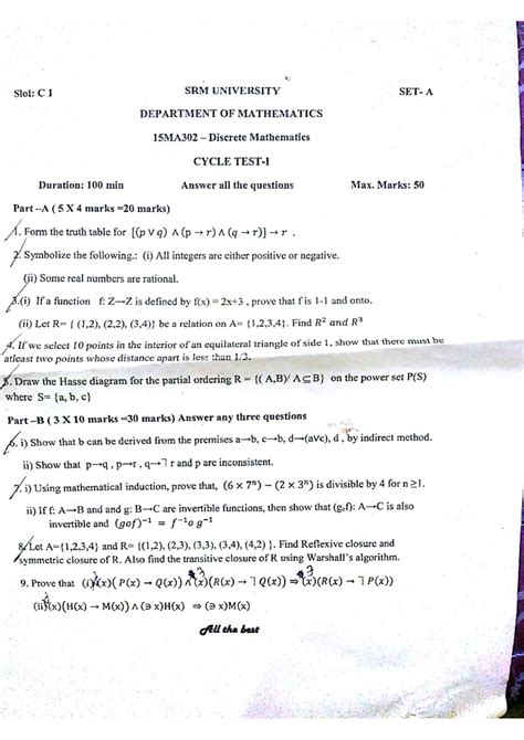 Discrete Mathematics CT1-CT1 - Bachelors of Computer Applications - Studocu