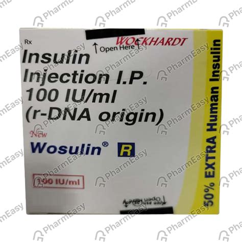 Buy Wosulin R 100 IU/ML Injection (3) Online at Flat 15% OFF | PharmEasy
