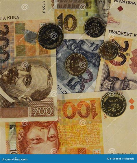 Croatian Currency Kuna Banknotes and Coin Background Stock Photo - Image of coin, wealth: 61953688