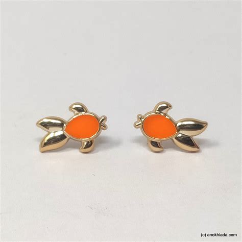 Anokhi Ada Orange Small Turtle Plastic Stud Earrings for Girls (AR-22o ...
