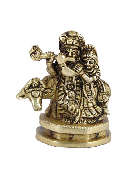 Buy Online Radha Krishna with Cow Brass Idol RKBS124– CraftVatika