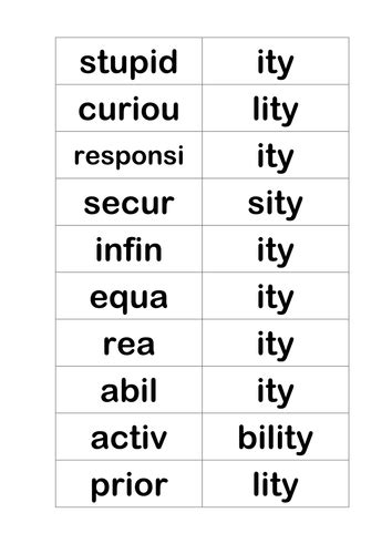 Suffix -ity endings | Teaching Resources