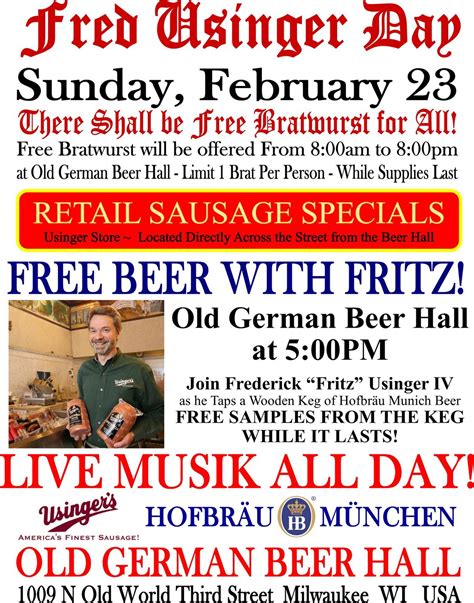 FRED USINGER DAY 2025, 1009 North Old World 3rd Street, Milwaukee, WI ...
