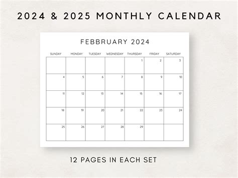 2025 Calendar Printable Monthly