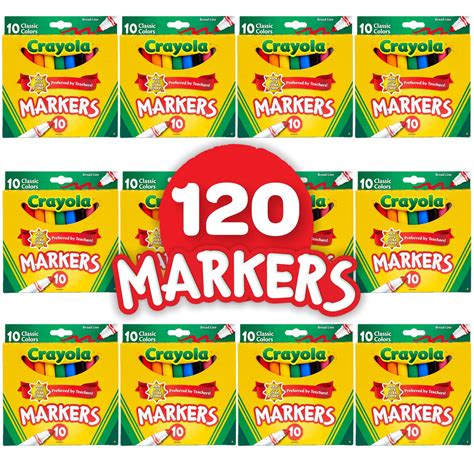 Buy Crayola Broad Line Markers Bulk, 12 Marker Packs with 10 Colors ...
