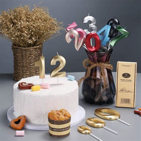 Buy Pfizermay 2.76 Inch Rose Gold Glitter Happy Birthday Cake Candles ...