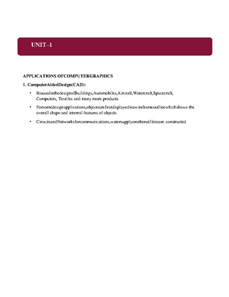 CG-CHP1 - asdasdasd - UNIT– 1 APPLICATIONS OFCOMPUTERGRAPHICS ...