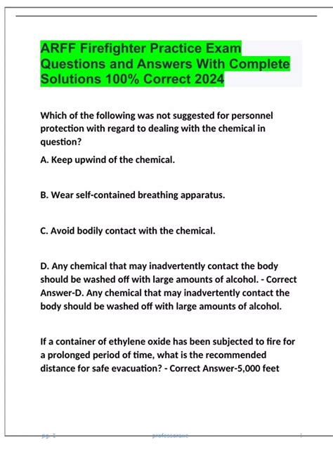 ARFF Firefighter Practice Exam Questions and Answers With Complete ...