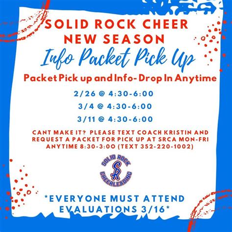 Cheer Registration Info and Packet Pick Up, Solid Rock Church of God ...