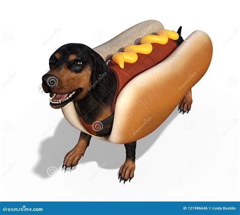 Dachshund with Hot Dog Costume Stock Illustration - Illustration of ...