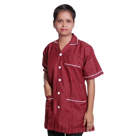 Hangerage Unisex Apron Lab Coat Maroon - Short Sleeves Pack of 1 (M ...