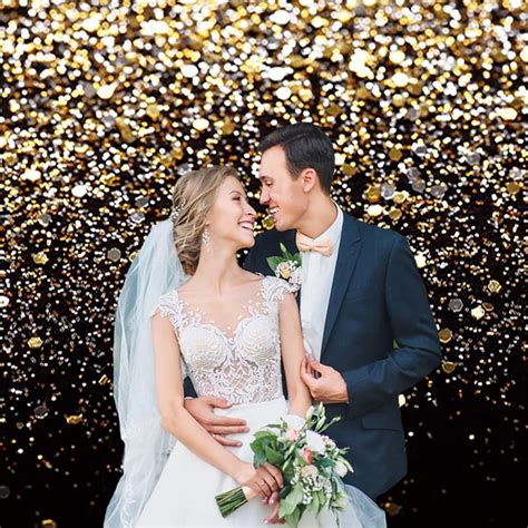 Buy Dudaacvt 10x10ft Black and Gold Backdrop Gold Glitter Paint ...