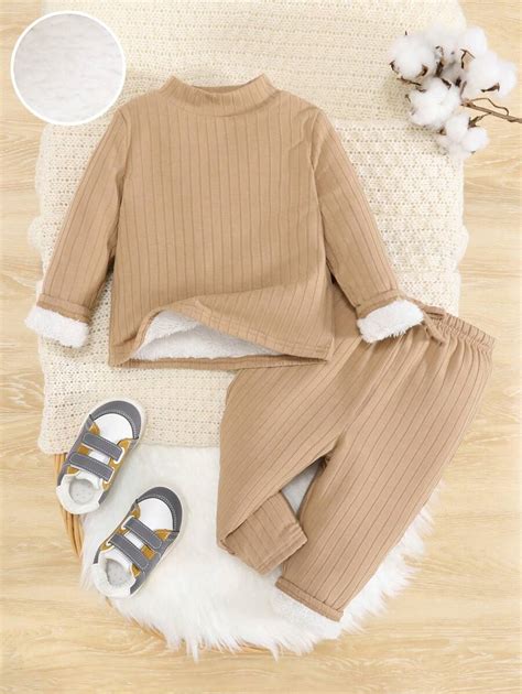SHEIN Baby Boy Mock Neck Thermal Lined Top & Pants for Sale Australia ...