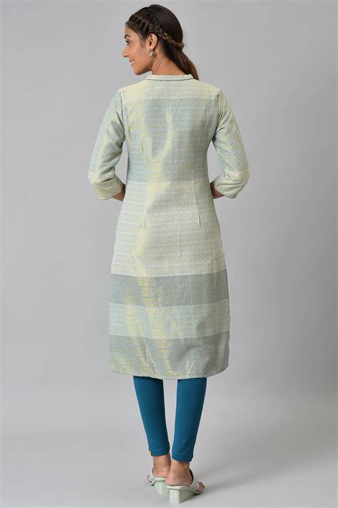 Buy Elleven Women's Multi Tonal Zari Dobby Festive Straight Kurta ...