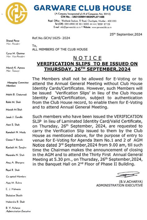 Verification Slips to Be Issued on Thursday, 26th September, 2024 ...