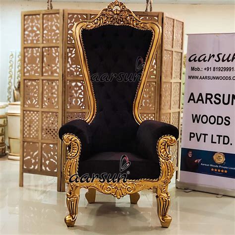 Aarsun Royal Chair King's Throne, Teak Wood, Antique Gold Paint ...