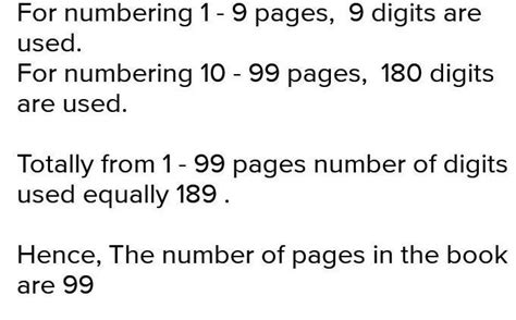 The number of digits used in numbering the pages of a book is 189. How ...