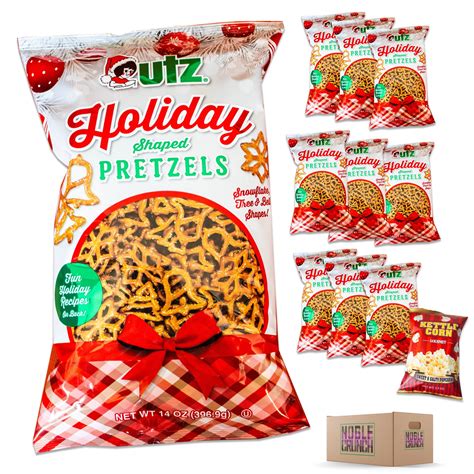 Utz Holiday Shaped Pretzels, Sweet and Salty Kettle Popcorn Bundle, 10 ...