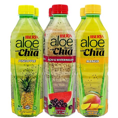 Buy Iberia Aloe Vera Drink with Aloe Pulp and Chia 16.9 Ounce (Pack of ...