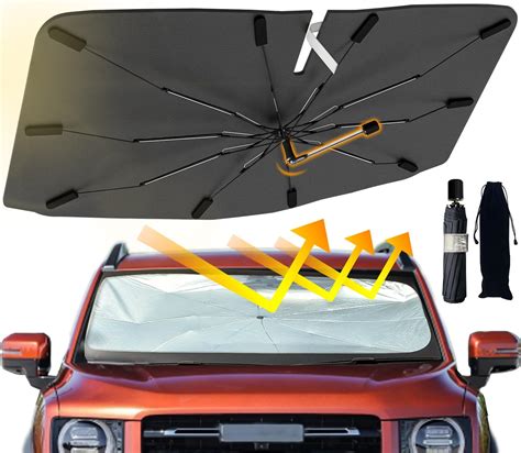 Amazon.com: Car Windshield Sun Shade Umbrella with 360° Rotating Shaft ...