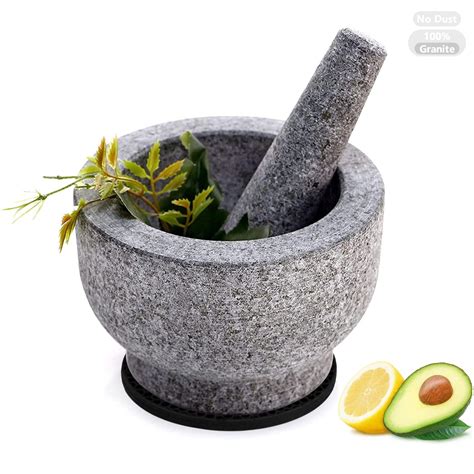 Luvan Kitchen Stone 6 inch Granite Mortar and Pestle Set, 2 Cup for ...
