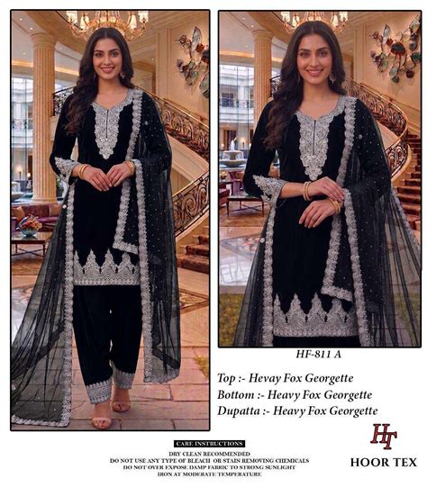 HOOR TEX HF 811 GEORGETTE EMBROIDERY DESIGNER WORK READY MADE SUITS AT ...