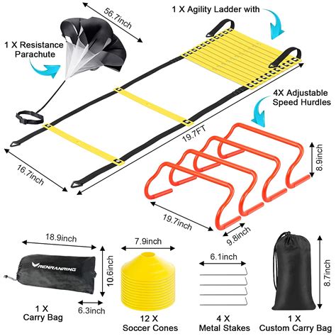 Agility Ladder Speed Training Equipment Set - Includes 20ft Agility ...