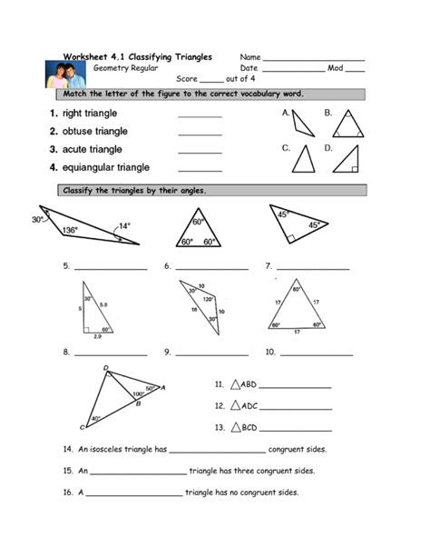 Image result for Classifying Triangles Worksheet