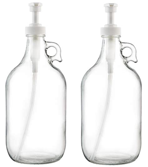 Buy Half Gallon Glass Pump Dispenser Bottle, Large Jug with Pump for ...