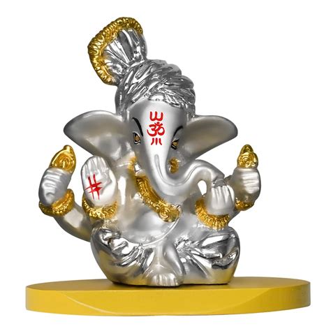 DIVINITI 999 Silver Plated Pagdi Ganesha Decorative Showpiece Ganesh Ji ...