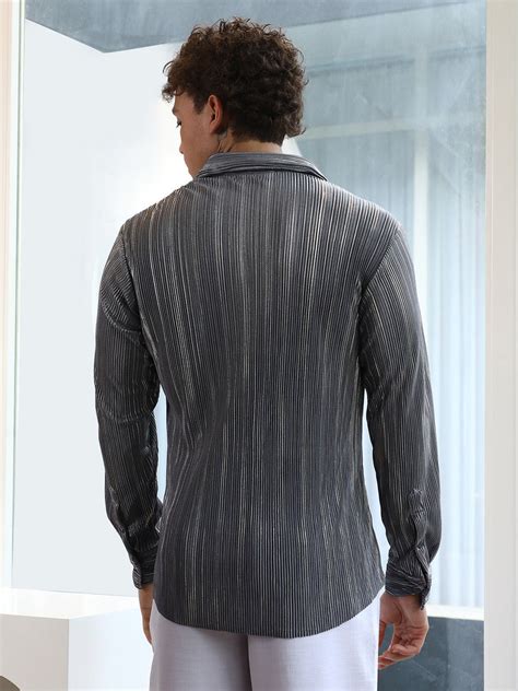 ₹854 | Campus Sutra men's Icy Blue & Metallic Silver Pleat-Creased ...