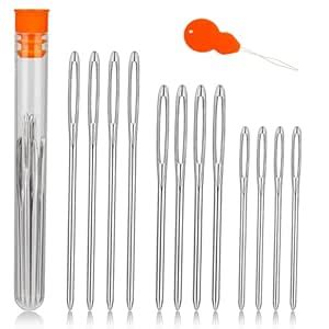 TLKKUE 12 Pcs/3 Sizes Large-Eye Blunt Needles, Stainless Steel Yarn ...