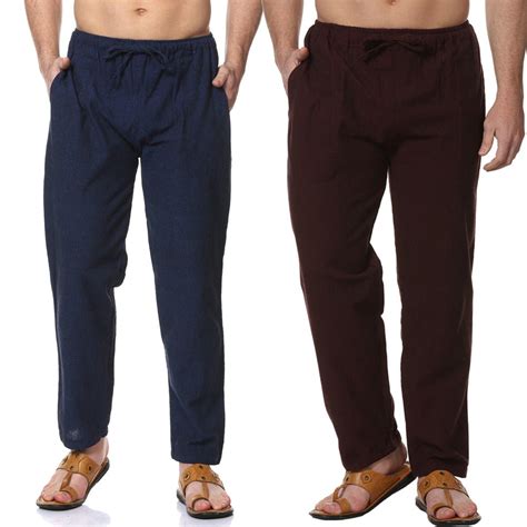 Men's Pyjama Pack of 2 | Dark Blue & Maroon | Fits Waist Sizes 28" to ...